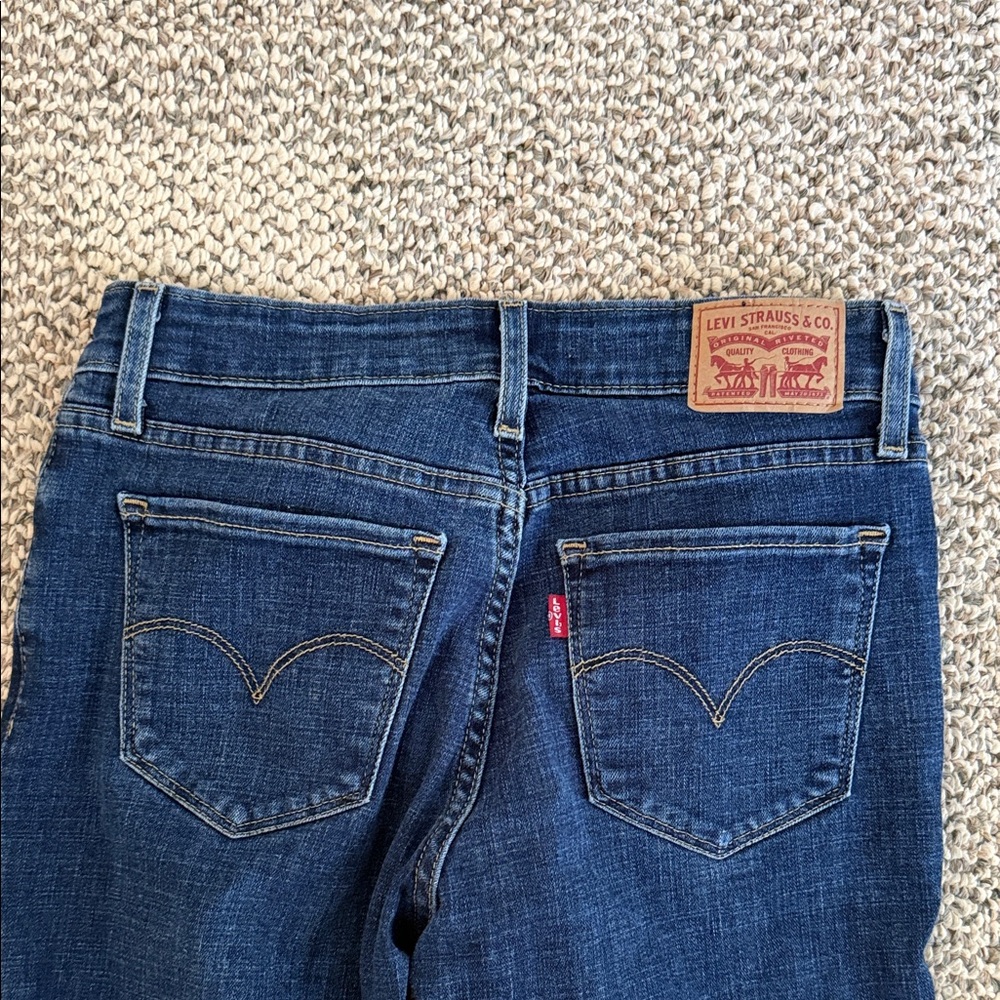 Levi's 711 Dark Blue Distressed Skinny Jeans - Picture 4 of 5